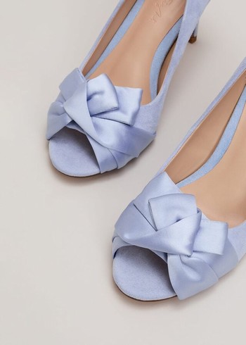 Phase Eight Satin Twist Peeptoes Heels Blue Canada | CSAERT-390